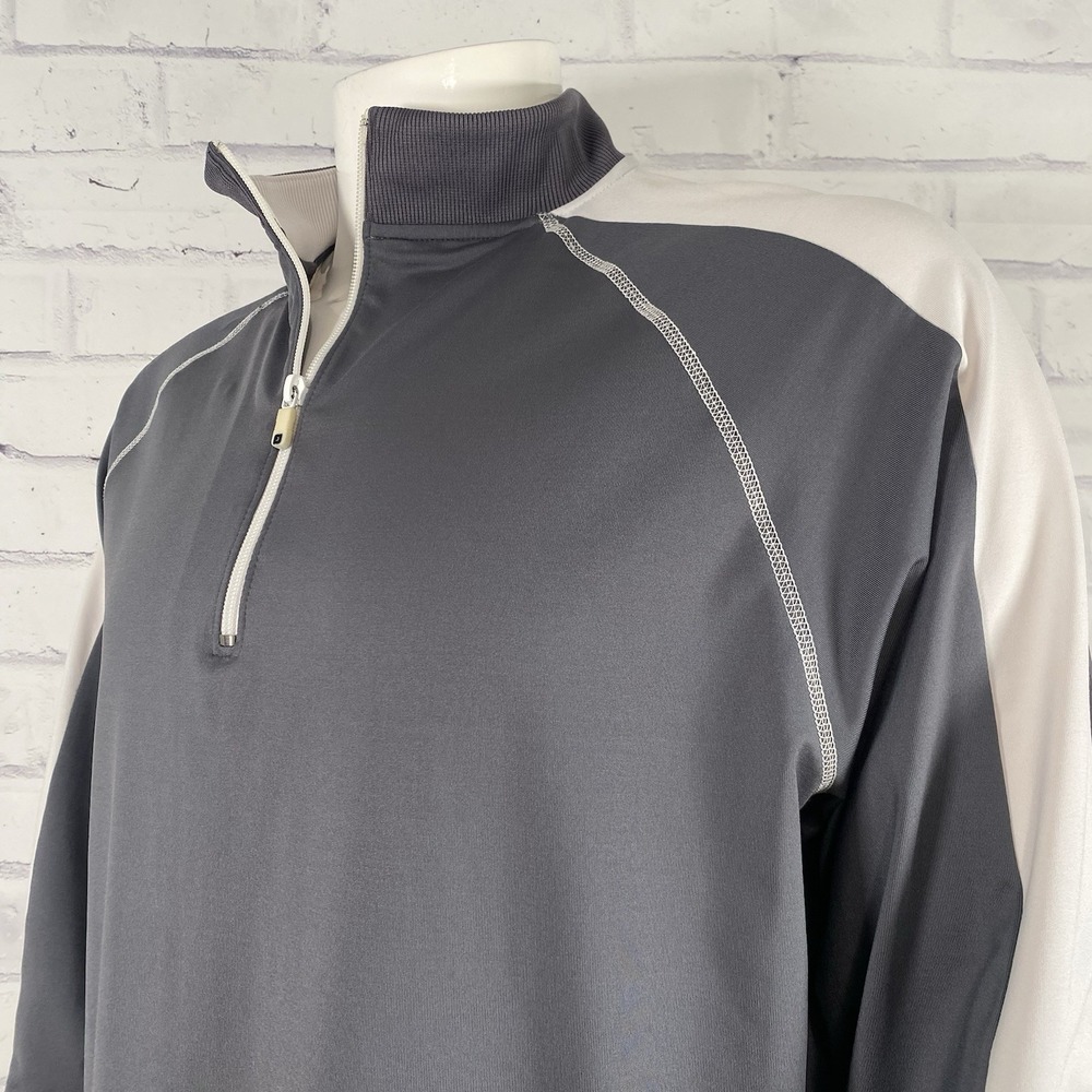 Footjoy Pullover Men's Large Long Sleeve 1/4 Zip Sweater Jacket Golfing Gray
